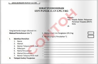 surat izin agen elpiji LPG 3 Kg