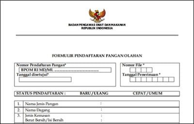 formulir pendaftaran BPOM